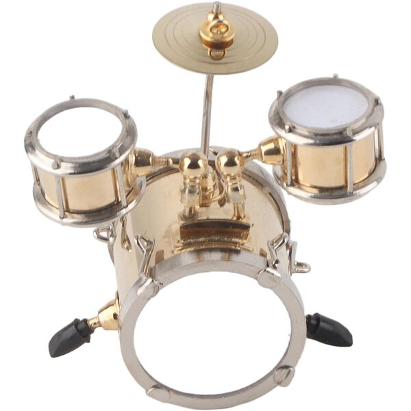 HERCHR Mini-Trommeln-Ornament aus Messing – detaillierte musikalische Dekoration, 8,6 x 8 x 3,9 cm