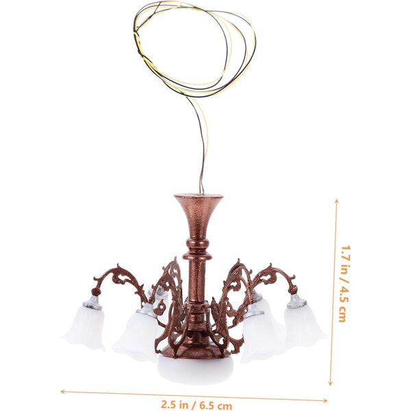 Lampadario miniatura ERINGOGO 1/87 in metallo e ABS marrone per casa delle bambole