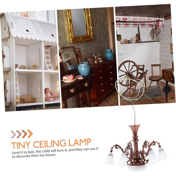 Lampadario miniatura ERINGOGO 1/87 in metallo e ABS marrone per casa delle bambole