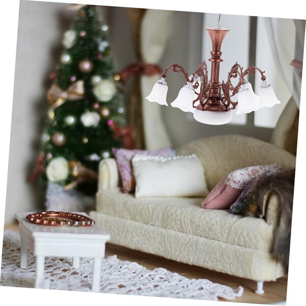 Lampadario miniatura ERINGOGO 1/87 in metallo e ABS marrone per casa delle bambole