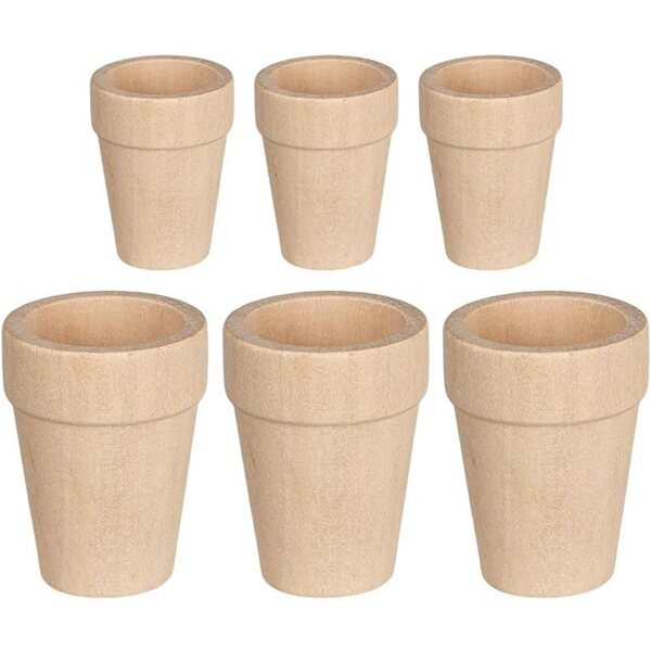 Ideen mit Herz Vaso da fiori miniatura in legno per modellismo, 6 pezzi in 2 misure