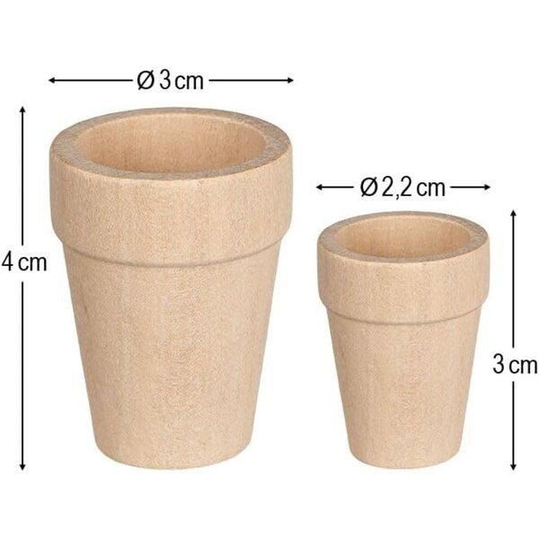 Ideen mit Herz Vaso da fiori miniatura in legno per modellismo, 6 pezzi in 2 misure