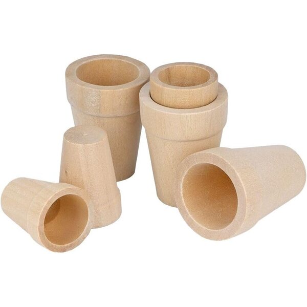 Ideen mit Herz Vaso da fiori miniatura in legno per modellismo, 6 pezzi in 2 misure