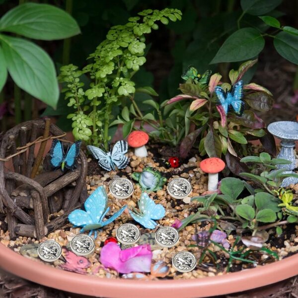 100 monete finte in miniatura argento per casa delle bambole e micro paesaggi