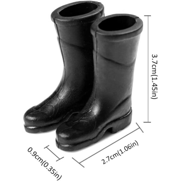 Schwarze Regenstiefel im Maßstab 1:12 für Puppenhausminiaturen, 1 Paar