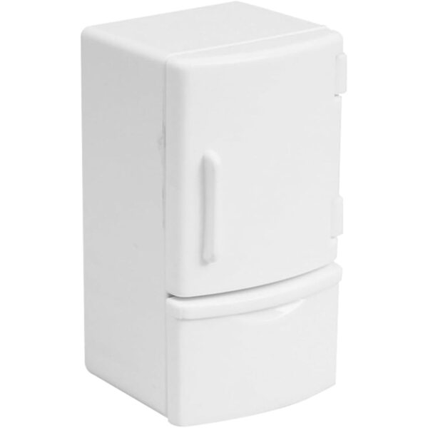 Milisten Mini Congelatore per Casa delle Bambole in Plastica Bianco - Giocattolo Realistico