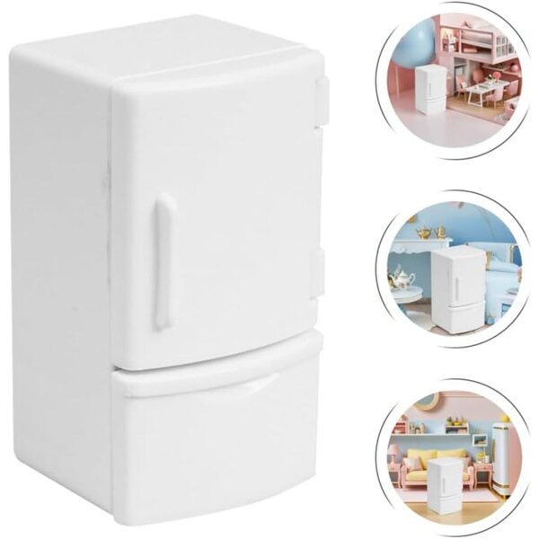 Milisten Mini Congelatore per Casa delle Bambole in Plastica Bianco - Giocattolo Realistico