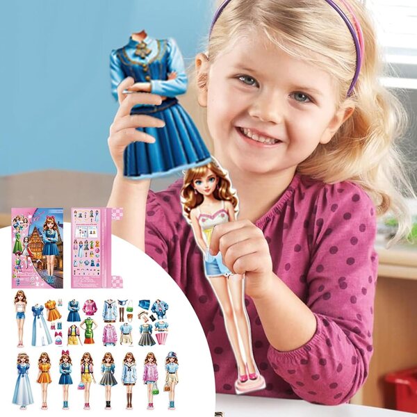 Magnetisches Stickerbuch zum Anziehen von Papierpuppen – kreative Anziehspiele
