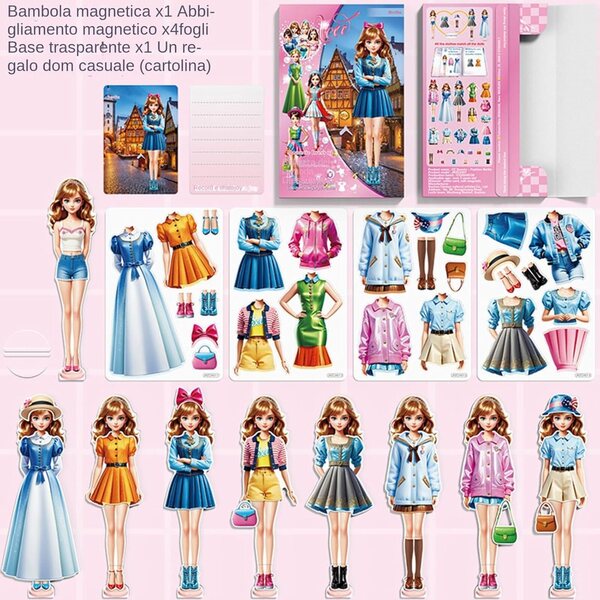 Magnetisches Stickerbuch zum Anziehen von Papierpuppen – kreative Anziehspiele