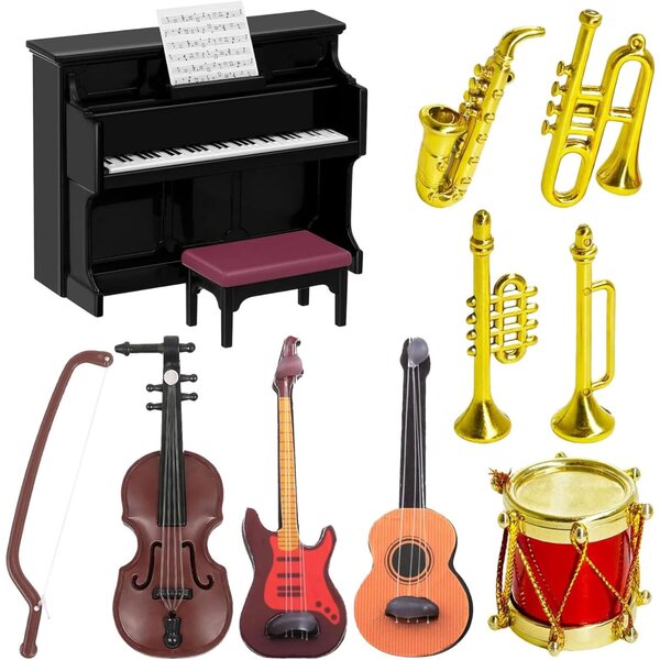 Set 11 strumenti musicali in miniatura per casa delle bambole scala 1:12 Auzlya