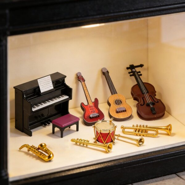 Set 11 strumenti musicali in miniatura per casa delle bambole scala 1:12 Auzlya