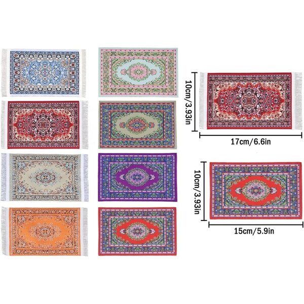Set 8 Mini Tappeti Turchi 1:12 per Casa delle Bambole, Decorazioni Fai da Te