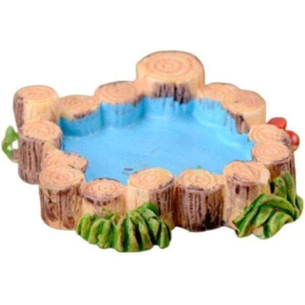 4,1 x 1 cm großes blaues Mini-Wasserbecken aus Kunstharz für Feengärten und Puppenhäuser