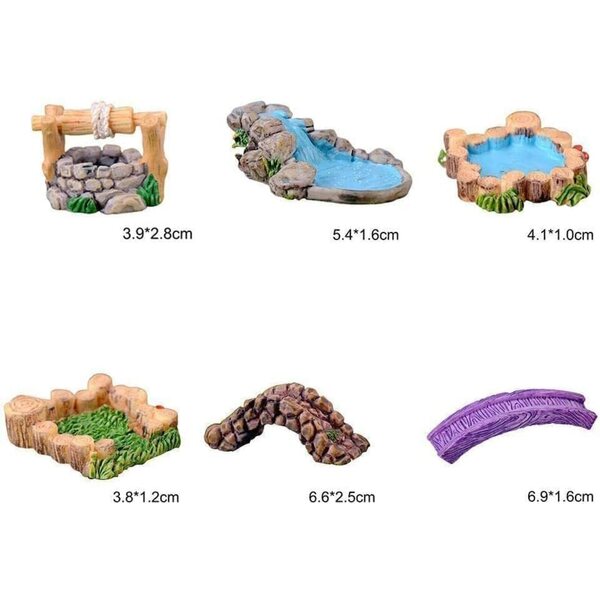4,1 x 1 cm großes blaues Mini-Wasserbecken aus Kunstharz für Feengärten und Puppenhäuser