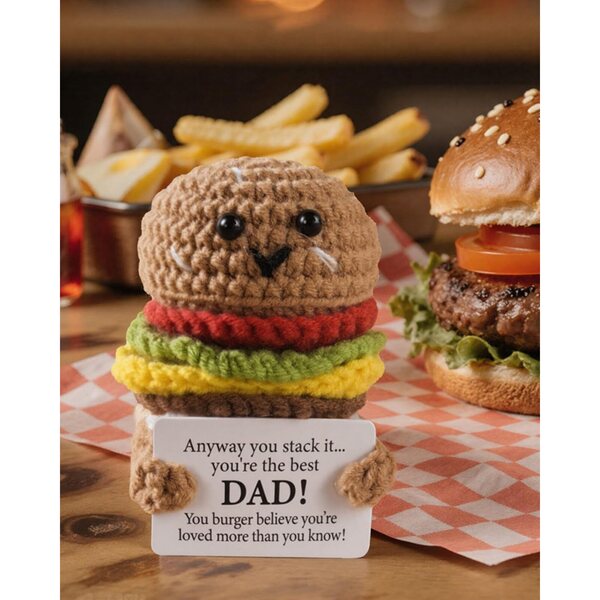 Hamburger gestrickte Emoticons-Ornamente – Kartenset mit positiven motivierenden Affirmationen