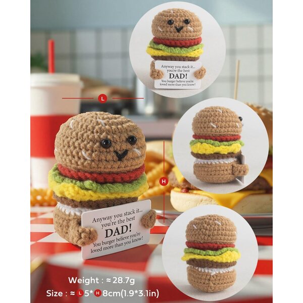 Hamburger gestrickte Emoticons-Ornamente – Kartenset mit positiven motivierenden Affirmationen