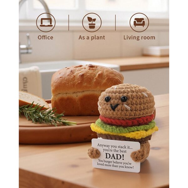 Hamburger gestrickte Emoticons-Ornamente – Kartenset mit positiven motivierenden Affirmationen