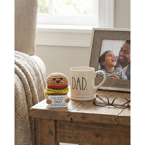 Hamburger gestrickte Emoticons-Ornamente – Kartenset mit positiven motivierenden Affirmationen