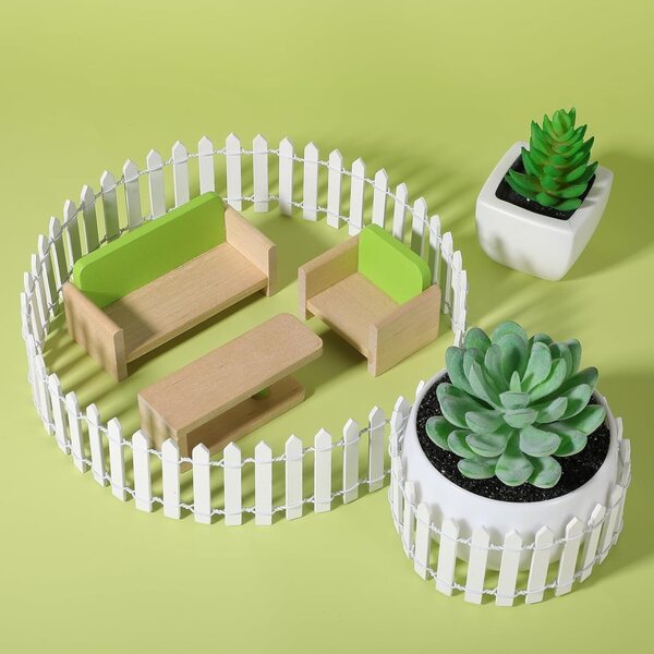 Bewudy Mini Recinzione da Giardino in Legno 90x5 cm Bianco per Casa delle Bambole
