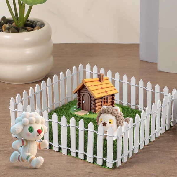 Bewudy Mini Recinzione da Giardino in Legno 90x5 cm Bianco per Casa delle Bambole