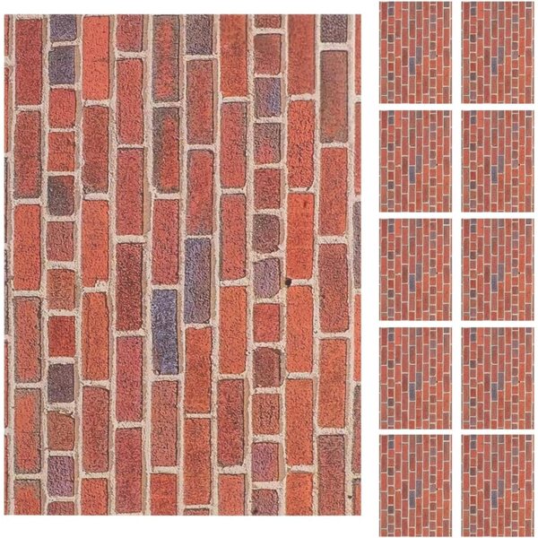 Milisten Carta da Parati Adesiva Mattone Rosso per Casa delle Bambole Scala 1:12