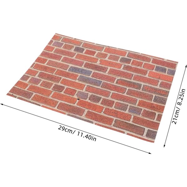 Milisten Carta da Parati Adesiva Mattone Rosso per Casa delle Bambole Scala 1:12
