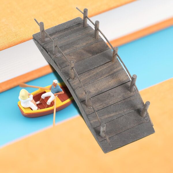 CLISPEED Ponte in legno miniatura per giardino, casa delle bambole e micro paesaggi, 14x5x4 cm