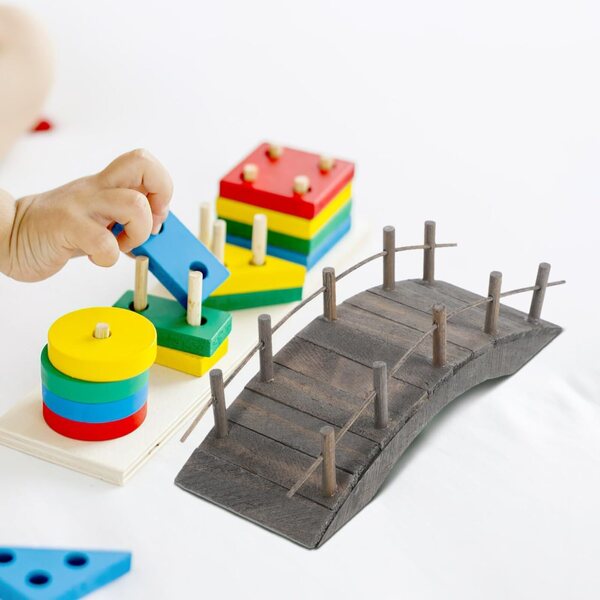 CLISPEED Ponte in legno miniatura per giardino, casa delle bambole e micro paesaggi, 14x5x4 cm