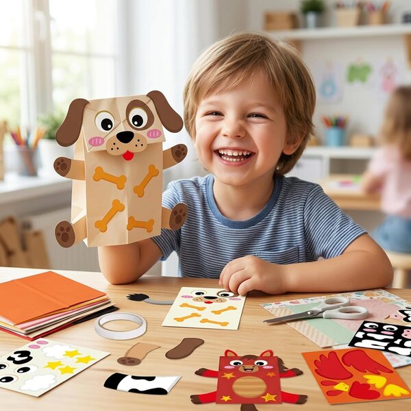 WATINC Papierpuppe mit Bauernhoftieren für kreative Kinder