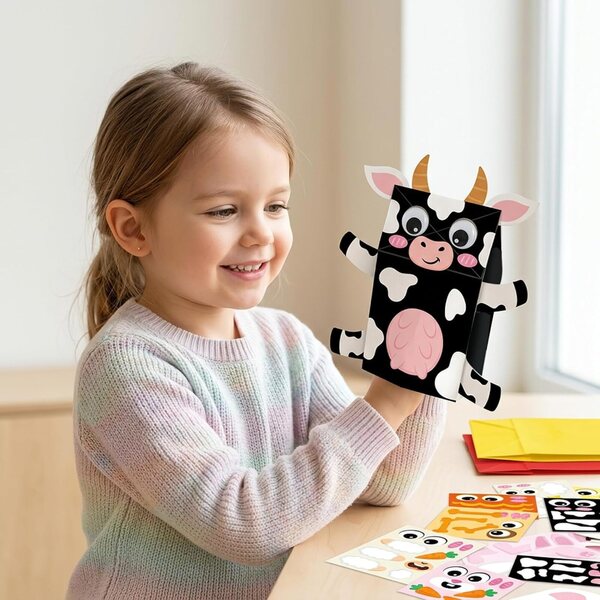 WATINC Papierpuppe mit Bauernhoftieren für kreative Kinder