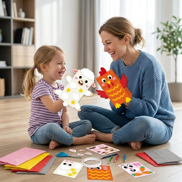 WATINC Papierpuppe mit Bauernhoftieren für kreative Kinder