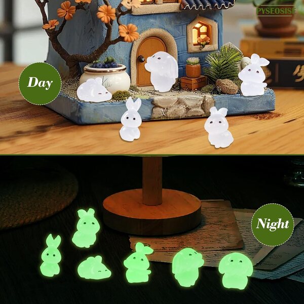 Mini Conigli Luminosi in Resina 60 Pezzi per Decorazioni Giardino e Vasi DIY