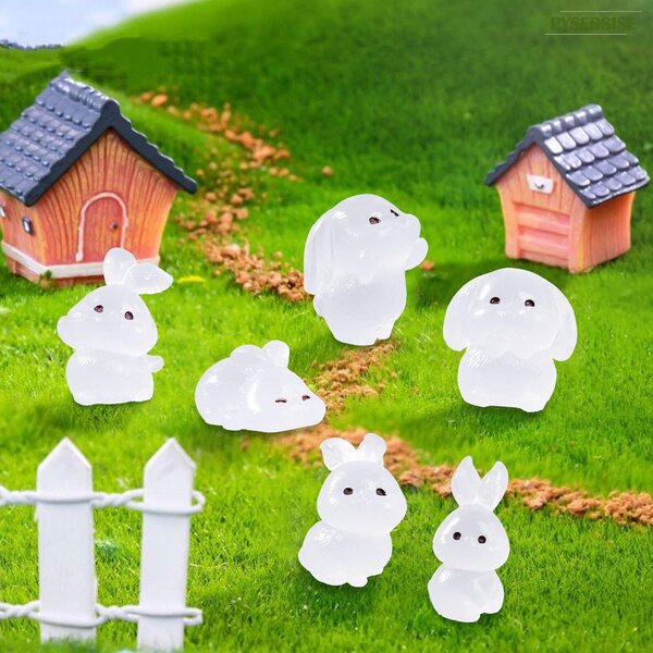 Mini Conigli Luminosi in Resina 60 Pezzi per Decorazioni Giardino e Vasi DIY