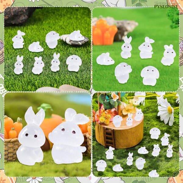 Mini Conigli Luminosi in Resina 60 Pezzi per Decorazioni Giardino e Vasi DIY