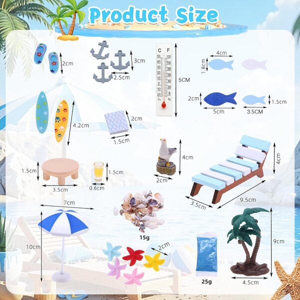 Set 21 pezzi decorazione miniatura spiaggia micro paesaggio YAEGIMHT
