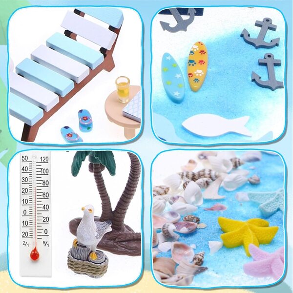 Set 21 pezzi decorazione miniatura spiaggia micro paesaggio YAEGIMHT
