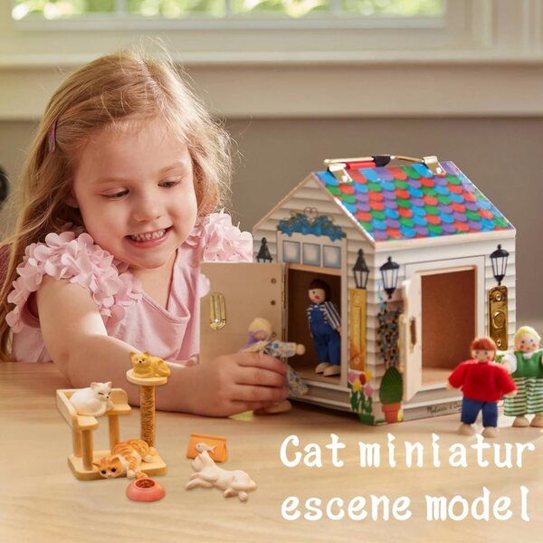 ROKZELT 7 Pezzi Miniature Gatti in Resina per Casa delle Bambole e Decorazioni DIY