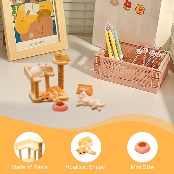 ROKZELT 7 Pezzi Miniature Gatti in Resina per Casa delle Bambole e Decorazioni DIY