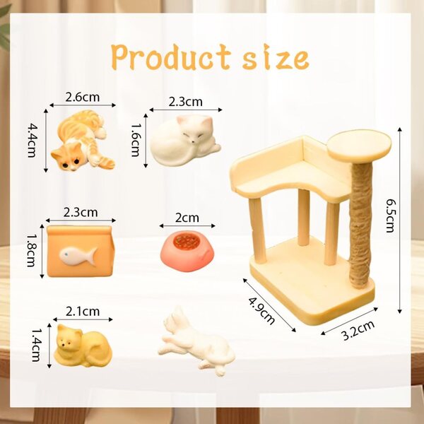 ROKZELT 7 Pezzi Miniature Gatti in Resina per Casa delle Bambole e Decorazioni DIY