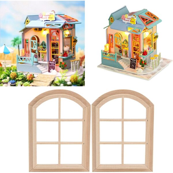 Finestre in miniatura in legno per casa delle bambole 10,3x7,5x0,3 cm KooingTech