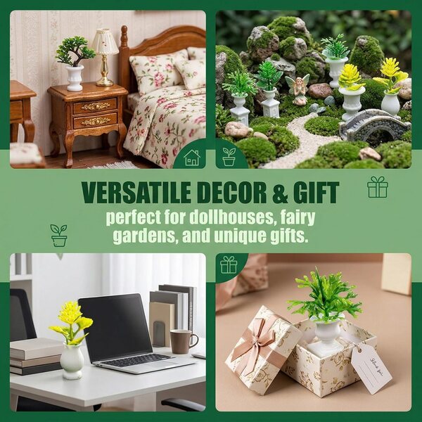 Set 12 Mini Bonsai in Miniatura per Diorami, Case delle Bambole e Decorazioni