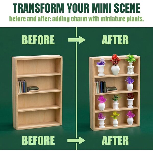 Set 12 Mini Bonsai in Miniatura per Diorami, Case delle Bambole e Decorazioni