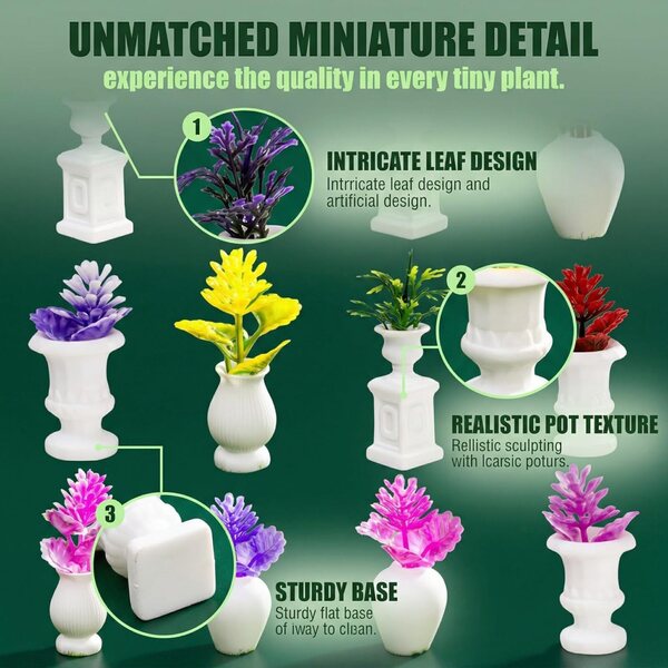 Set 12 Mini Bonsai in Miniatura per Diorami, Case delle Bambole e Decorazioni