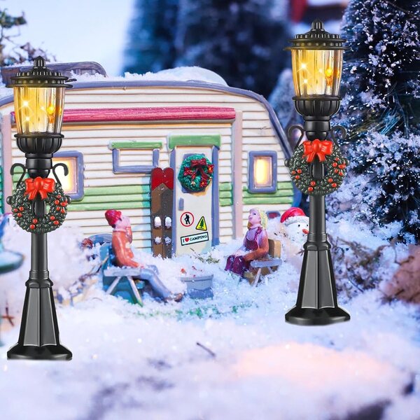 Set 4 Lampioni Miniatura LED per Case delle Bambole e Decorazioni Natalizie