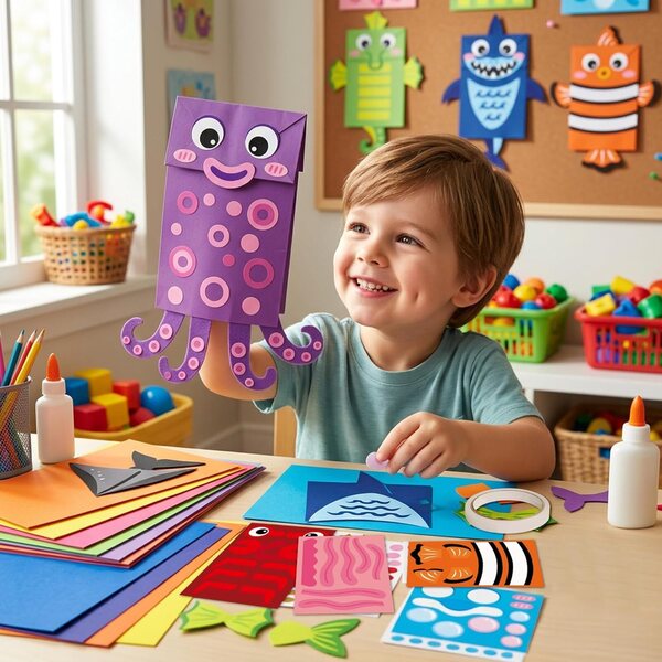 WATINC Meerestier-Papierpuppe: Lern- und Kreativspiel für Kinder