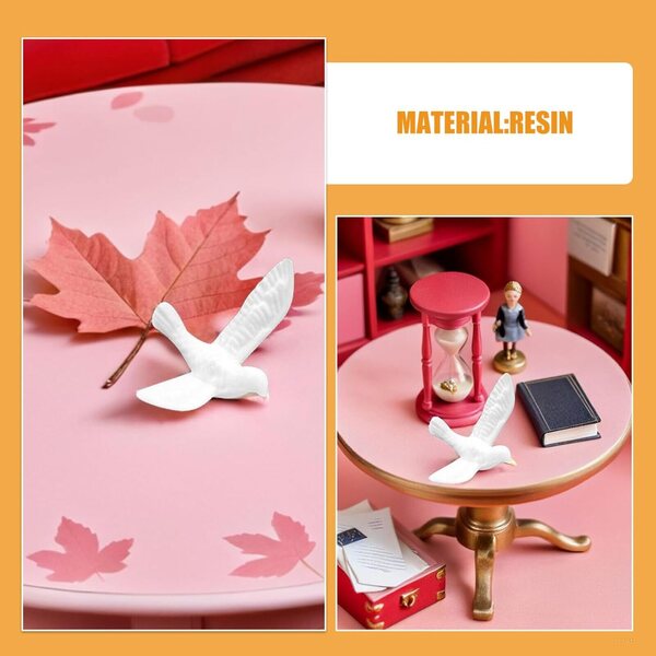 Kombiuda Mini Colomba Bianca 9 Pezzi in Resina Dipinta a Mano per Decorazioni Artistiche