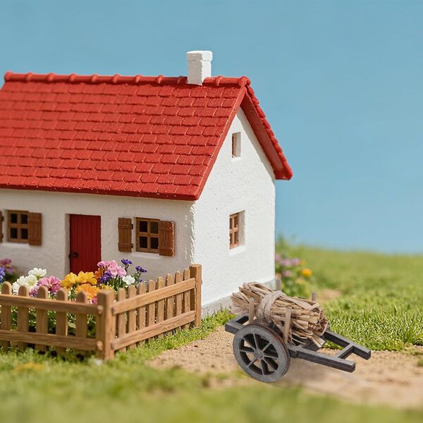Mini-Holzwagen aus Holz für Puppenhaus- und Weihnachtsdekorationen