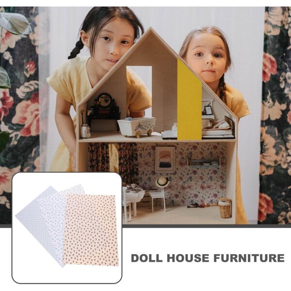 Puppenhaus Miniatur selbstklebende Tapete 3 Blatt dekorativ