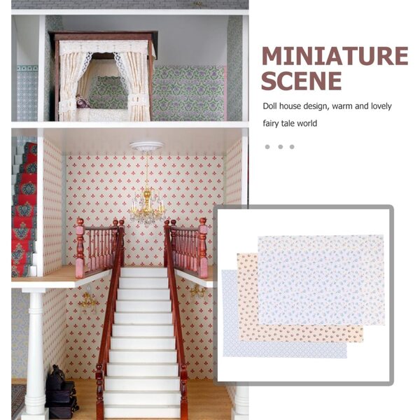 Puppenhaus Miniatur selbstklebende Tapete 3 Blatt dekorativ