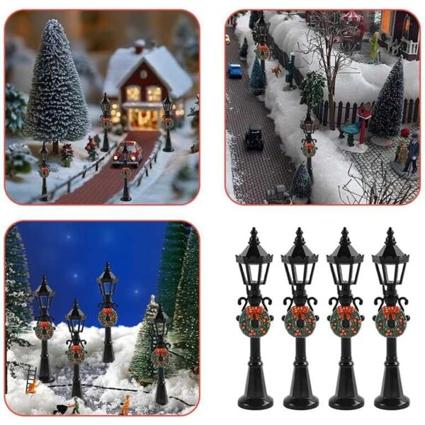 Mini lanterne natalizie 4 pezzi per casa delle bambole e giardino delle fate